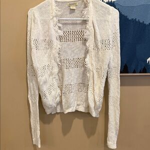 Elegant lucky Brand  size small White Open-Knit Sweater